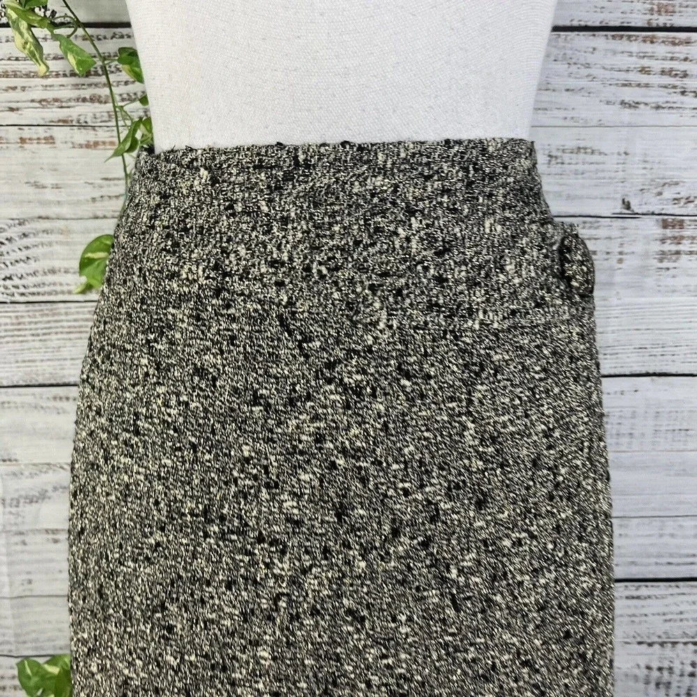 INC International Concepts Skirt 8 Silver Black Tweed Wool Wrap Cocktail Slim